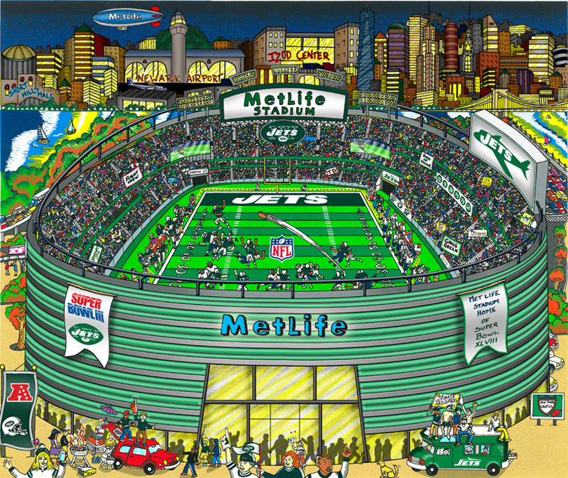 MetLife Stadium Football Stadium Print, New York Jets Football