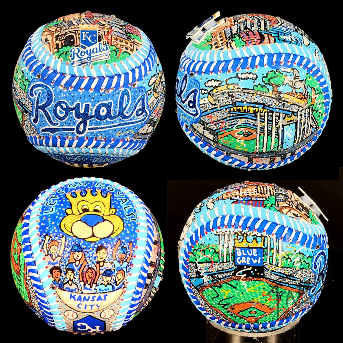 Kansas City Royals Hand Painted Baseballs Fazzino