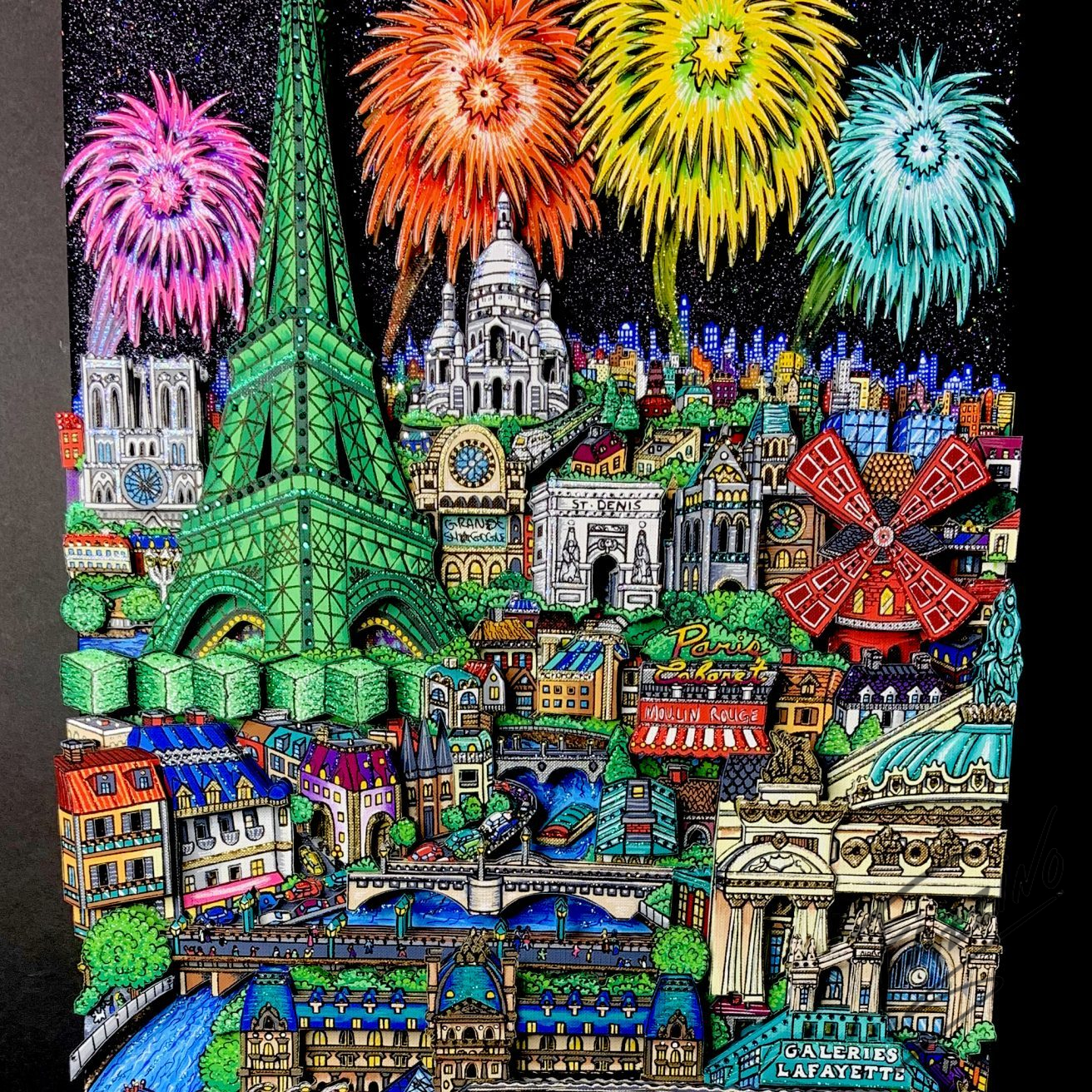 Fireworks Over Paris Original | Fazzino